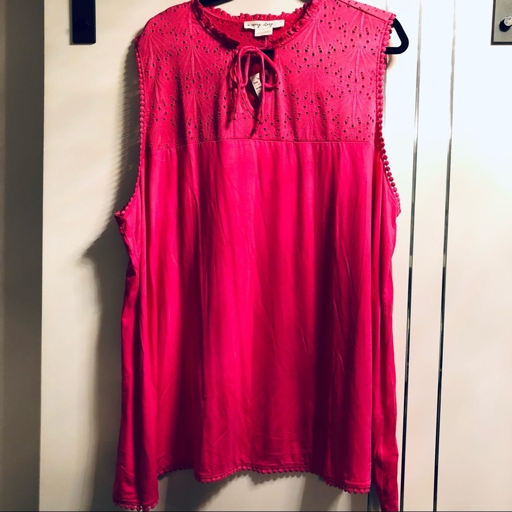 Plus Size 4X Sleeveless top with eyelet yoke, In Every Story - Picture 5 of 11